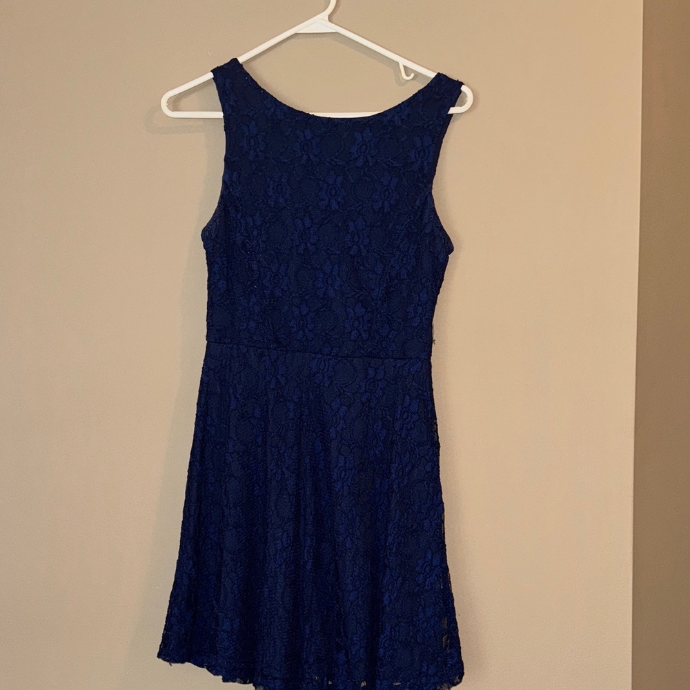Junior’s Speechless (Macy’s) Deep Blue Lace Mini Dress Size 3